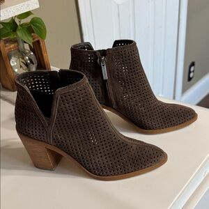 1. State Dark Brown Perforated Ankle Booties